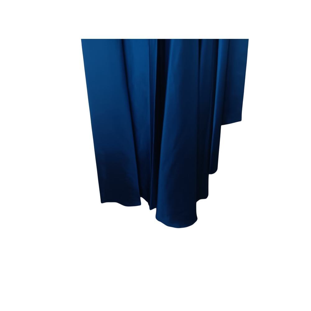 New Tags Ieena Mac Duggal Dark Blue One Shoulder Satin Hi Low Gown Sz 4 - Picture 6 of 16
